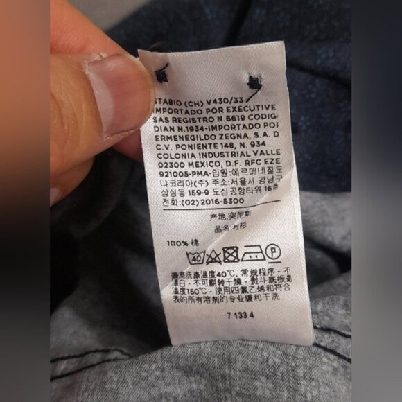 Z Zegna - Mens Floral Casual Button Down Shirt - Blue - 15 3/4 - Picture 10 of 10